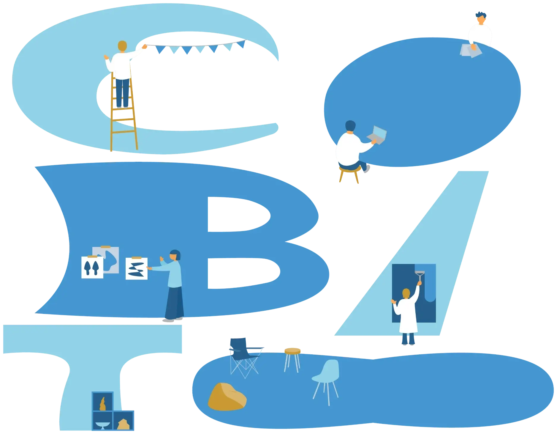 COBITOの文字のまわりで、小さな人たちが手を動かしているイラスト